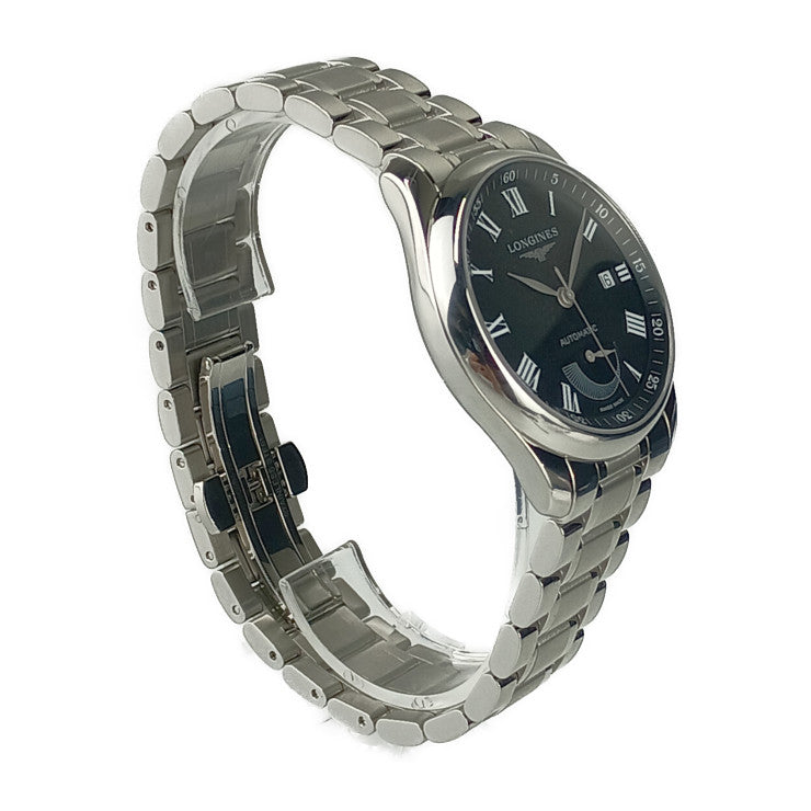 超美品 LONGINES ロンジン 腕時計 マスターコレクション パワーリザーブ L2.908.4.51.6 シルバー ブラック文字盤 ステンレス メンズ 自動巻き 裏スケ