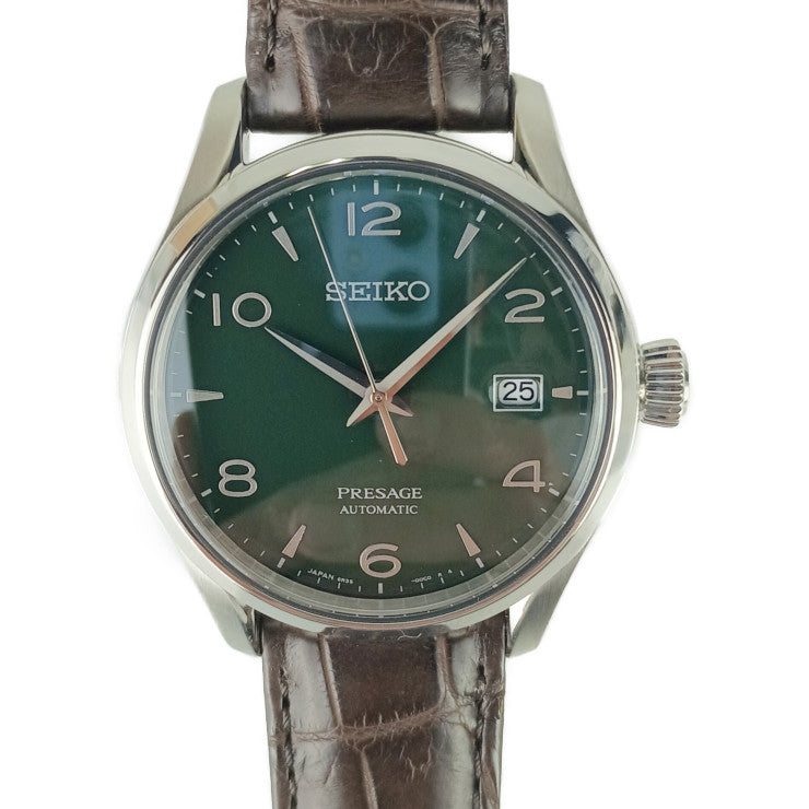 新古未使用展示品 SEIKO セイコー 腕時計 プレザージュ リミテッドエディション SARX063 / 6R35-00C0 シルバー ブラウン 緑琺瑯文字盤 SS クロコダイル メンズ 裏スケ 自動巻き 2000本限定
