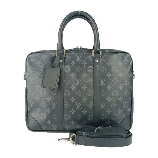 新古未使用展示品 LOUIS VUITTON ルイヴィトン ビジネスバッグ ポルト ドキュマン･ヴォワヤージュ M46457 ブラック グレー シルバー金具 モノグラム･エクリプス キャンバス レザー メンズ 2WAY