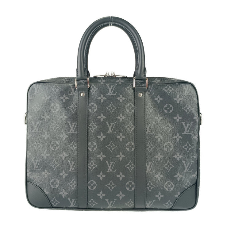 新古未使用展示品 LOUIS VUITTON ルイヴィトン ビジネスバッグ ポルト ドキュマン･ヴォワヤージュ M46457 ブラック グレー シルバー金具 モノグラム･エクリプス キャンバス レザー メンズ 2WAY