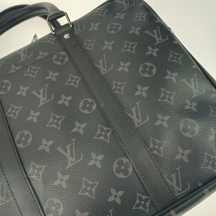 新古未使用展示品 LOUIS VUITTON ルイヴィトン ビジネスバッグ ポルト ドキュマン･ヴォワヤージュ M46457 ブラック グレー シルバー金具 モノグラム･エクリプス キャンバス レザー メンズ 2WAY