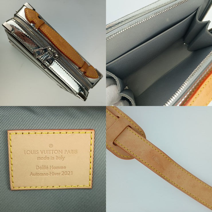 LOUIS VUITTON ルイヴィトン ショルダーバッグ モノグラム ミラー ハンドル ソフトトランク M45885 シルバー PVCコーティングキャンバス メンズ 2WAY ハンドバッグ クロスボディバッグ