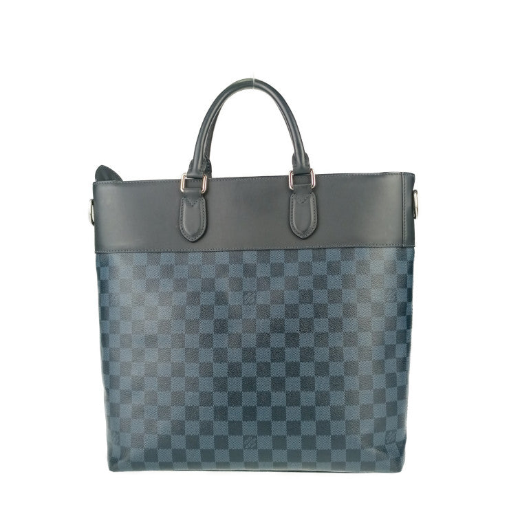 美品 LOUIS VUITTON ルイヴィトン トートバッグ ニューポート N41588 ネイビー系 シルバー金具 ダミエ・コバルト キャンバス レザー メンズ 2WAY ショルダーバッグ