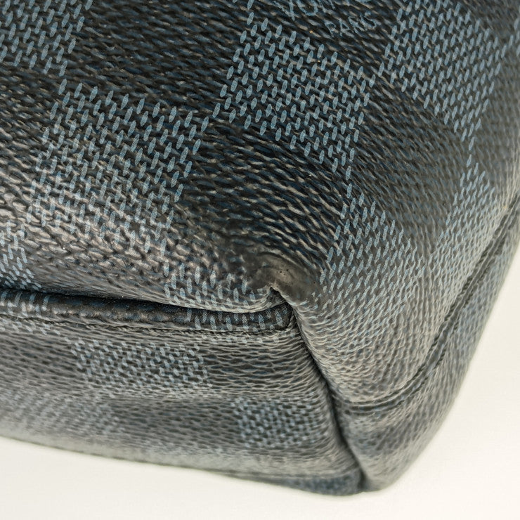 美品 LOUIS VUITTON ルイヴィトン トートバッグ ニューポート N41588 ネイビー系 シルバー金具 ダミエ・コバルト キャンバス レザー メンズ 2WAY ショルダーバッグ