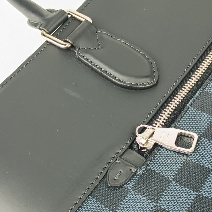 美品 LOUIS VUITTON ルイヴィトン トートバッグ ニューポート N41588 ネイビー系 シルバー金具 ダミエ・コバルト キャンバス レザー メンズ 2WAY ショルダーバッグ
