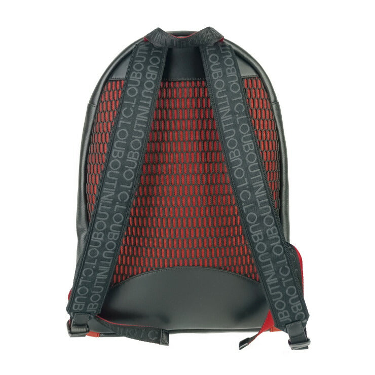 美品 Christian Louboutin クリスチャン ルブタン バックパック BACKPARIS 1225145 ブラック レッド シルバー金具 カーフレザー ラバー メンズ リュックサック デイパック スパイクスタッズ