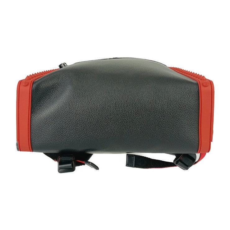 美品 Christian Louboutin クリスチャン ルブタン バックパック BACKPARIS 1225145 ブラック レッド シルバー金具 カーフレザー ラバー メンズ リュックサック デイパック スパイクスタッズ