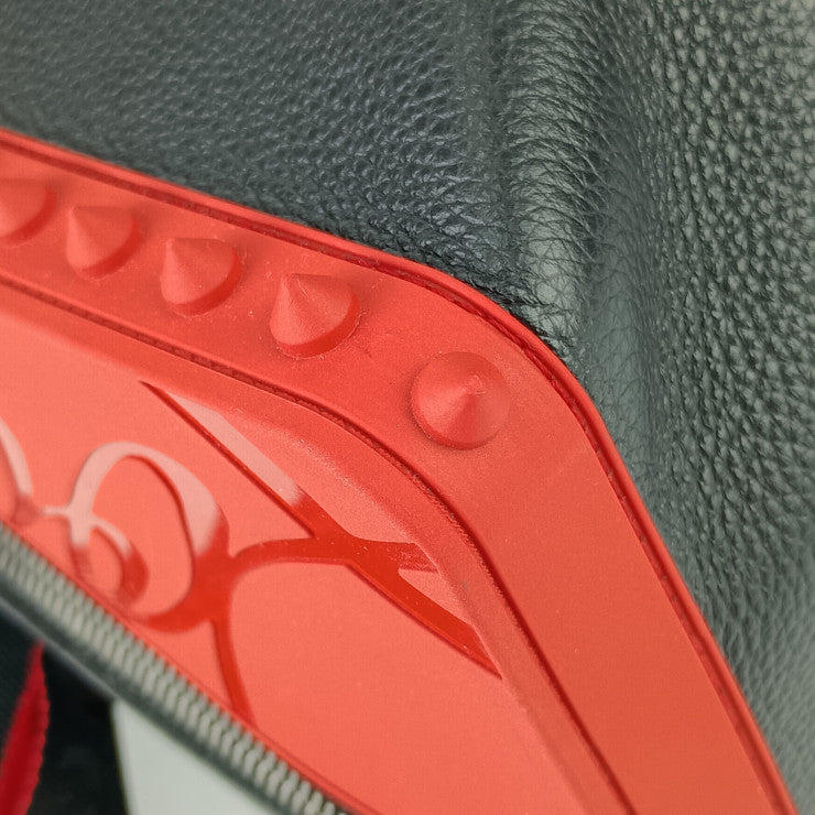 美品 Christian Louboutin クリスチャン ルブタン バックパック BACKPARIS 1225145 ブラック レッド シルバー金具 カーフレザー ラバー メンズ リュックサック デイパック スパイクスタッズ