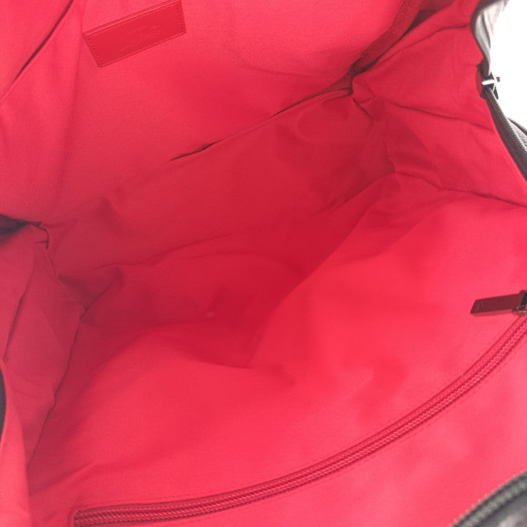 美品 Christian Louboutin クリスチャン ルブタン バックパック BACKPARIS 1225145 ブラック レッド シルバー金具 カーフレザー ラバー メンズ リュックサック デイパック スパイクスタッズ