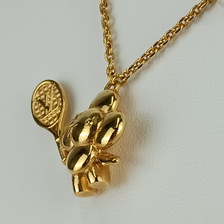 美品 LOUIS VUITTON ルイヴィトン ネックレス コリエ ヴィヴィエンヌ オンザコート M00755 ゴールド メタル フェイクパール レディース ペンダント
