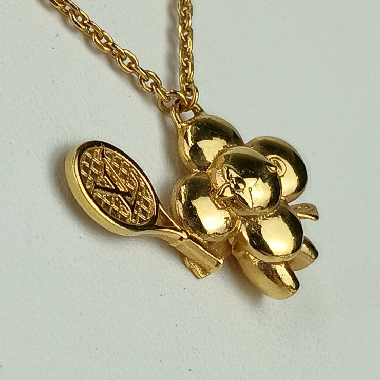 美品 LOUIS VUITTON ルイヴィトン ネックレス コリエ ヴィヴィエンヌ オンザコート M00755 ゴールド メタル フェイクパール レディース ペンダント