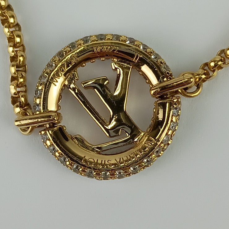 美品 LOUIS VUITTON ルイヴィトン ブレスレット ブレスレット･ルイーズ バイ ナイト M00758 ゴールド メタル ラインストーン レディース サークルロゴ