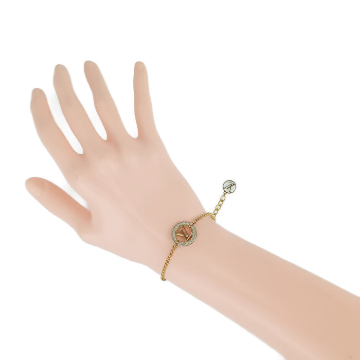 美品 LOUIS VUITTON ルイヴィトン ブレスレット ブレスレット･ルイーズ バイ ナイト M00758 ゴールド メタル ラインストーン レディース サークルロゴ