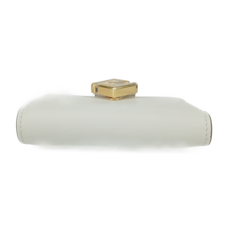 新古未使用展示品 FENDI フェンディ 二つ折り財布 FF ダイヤモンド スモールウォレット 8M0490 ALWA F1N1F ホワイト系 ライトピンクベージュ系 ゴールド金具 カーフレザー レディース L字ファスナー