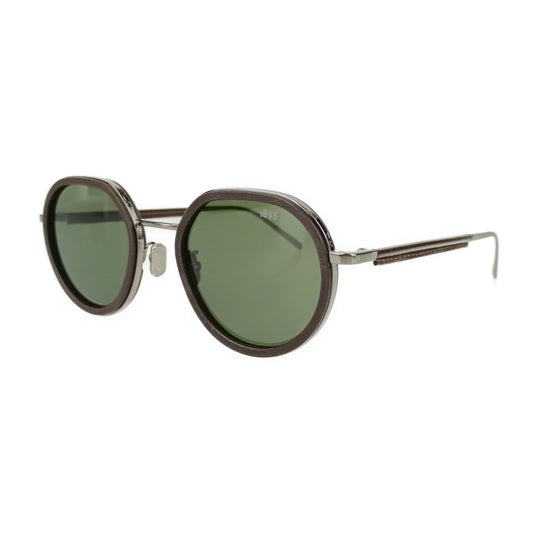 Very good condition Berluti sunglasses Centaury metal &amp; leather sunglasses BL40035U-14N brown silver hardware metal leather plastic men's 50□21 150 Scritto pattern