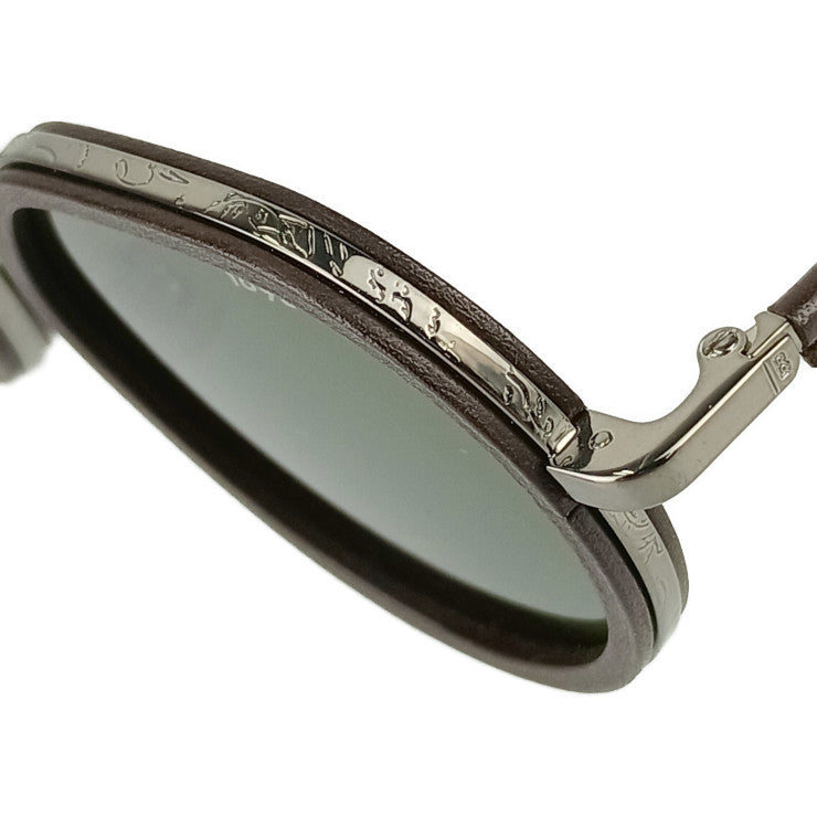 Very good condition Berluti sunglasses Centaury metal &amp; leather sunglasses BL40035U-14N brown silver hardware metal leather plastic men's 50□21 150 Scritto pattern