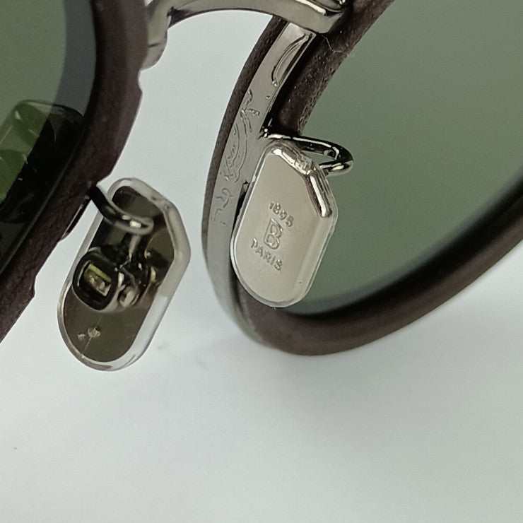 Very good condition Berluti sunglasses Centaury metal &amp; leather sunglasses BL40035U-14N brown silver hardware metal leather plastic men's 50□21 150 Scritto pattern
