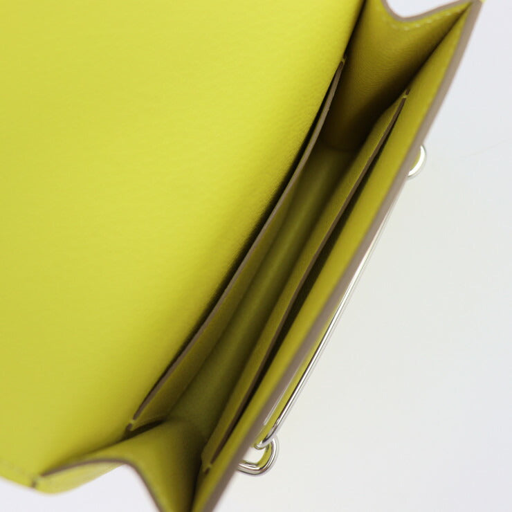 新古未使用展示品 HERMES エルメス ロウリス ルリ スリム 二つ折り財布 082212CKAK エバーカラー ライム ブラン シルバー金具 コンパクトウォレット ポーチ U刻印