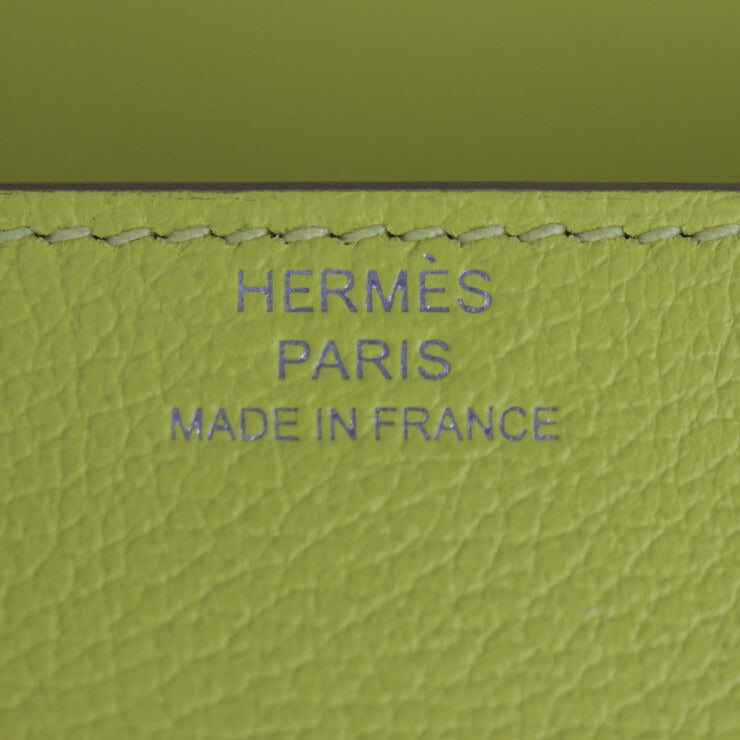 新古未使用展示品 HERMES エルメス ロウリス ルリ スリム 二つ折り財布 082212CKAK エバーカラー ライム ブラン シルバー金具 コンパクトウォレット ポーチ U刻印