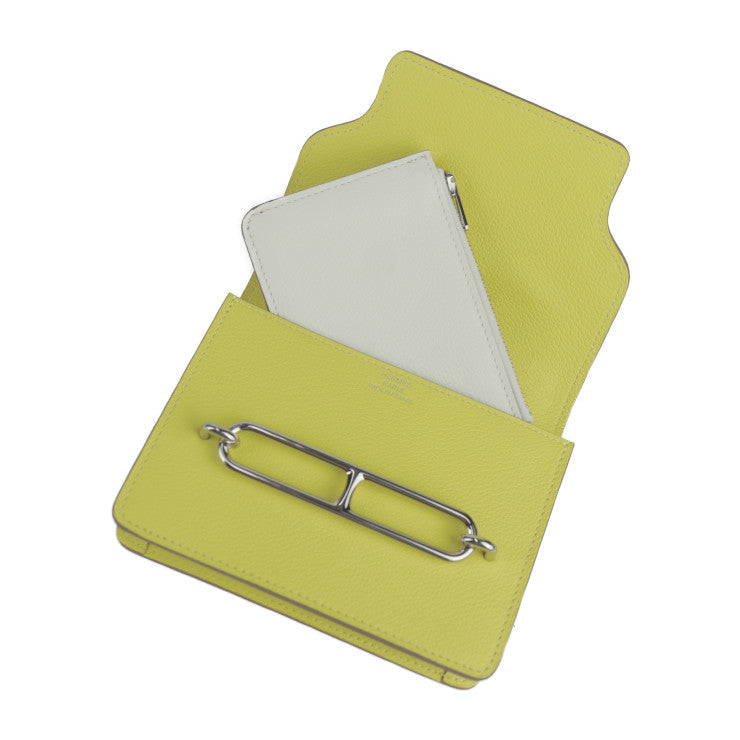 新古未使用展示品 HERMES エルメス ロウリス ルリ スリム 二つ折り財布 082212CKAK エバーカラー ライム ブラン シルバー金具 コンパクトウォレット ポーチ U刻印