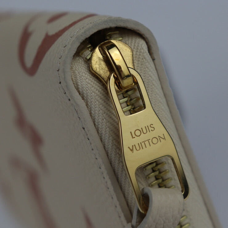 超美品 LOUIS VUITTON ルイ ヴィトン ジッピーウォレット 長財布 M81914 モノグラムアンプラント クリーム ローズトリアノン ゴールド金具 ラウンドファスナー ビトン