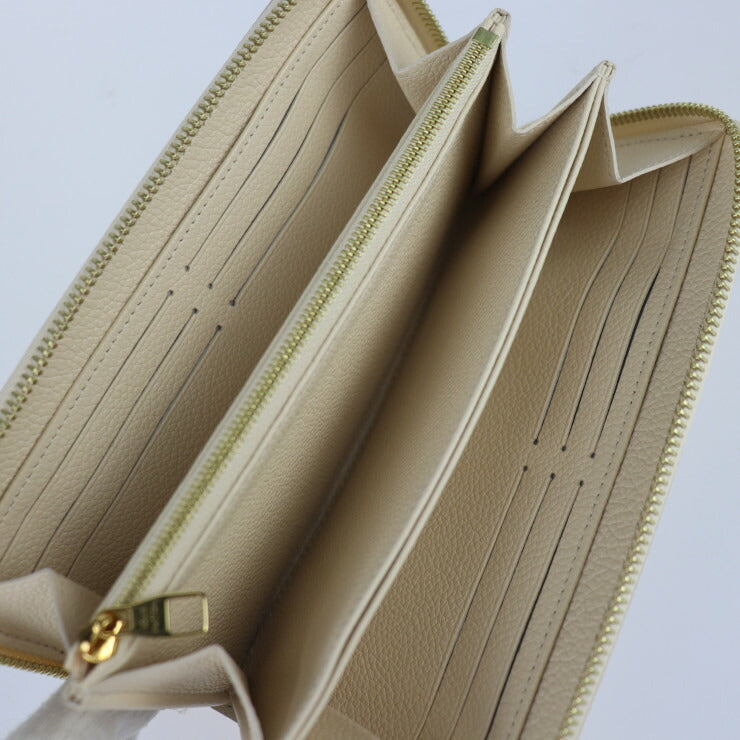 超美品 LOUIS VUITTON ルイ ヴィトン ジッピーウォレット 長財布 M81914 モノグラムアンプラント クリーム ローズトリアノン ゴールド金具 ラウンドファスナー ビトン