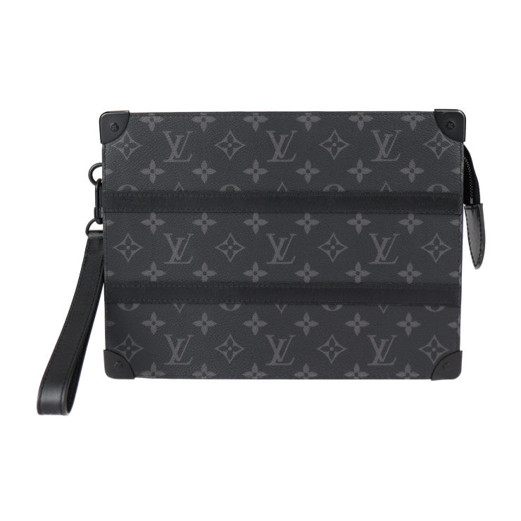 美品 LOUIS VUITTON ルイ ヴィトン トランク ポシェット セカンドバッグ M45937 モノグラムエクリプス レザー ブラック グレー クラッチバッグ ポーチ ビトン