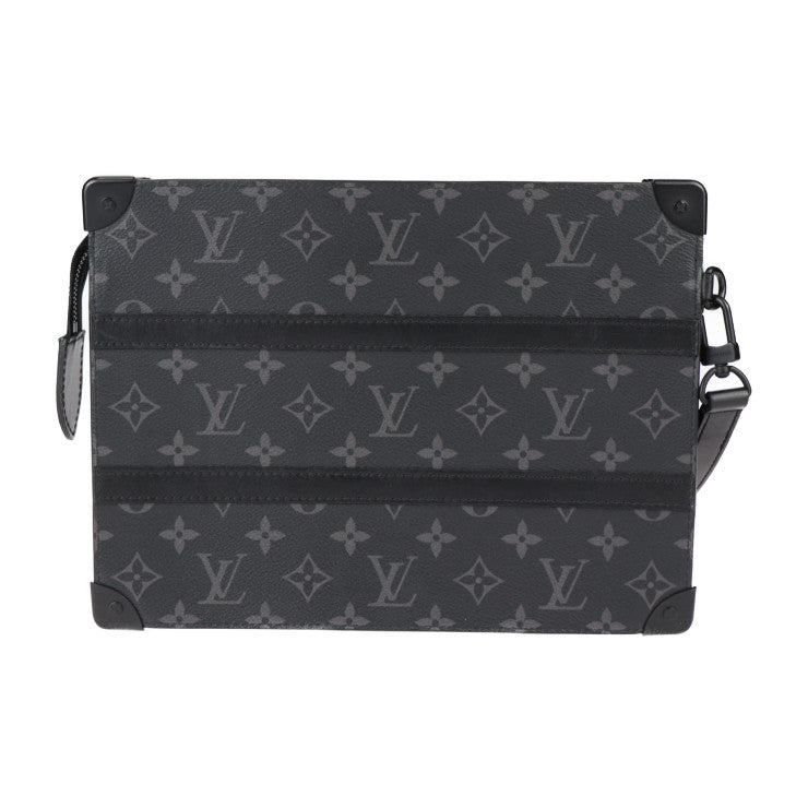 美品 LOUIS VUITTON ルイ ヴィトン トランク ポシェット セカンドバッグ M45937 モノグラムエクリプス レザー ブラック グレー クラッチバッグ ポーチ ビトン