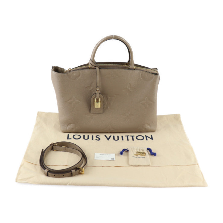 美品 LOUIS VUITTON ルイ ヴィトン グラン パレMM モノグラムアンプラント ハンドバッグ M45833 レザー トゥルトレール ゴールド金具 2WAY ショルダーバッグ ベージュ系