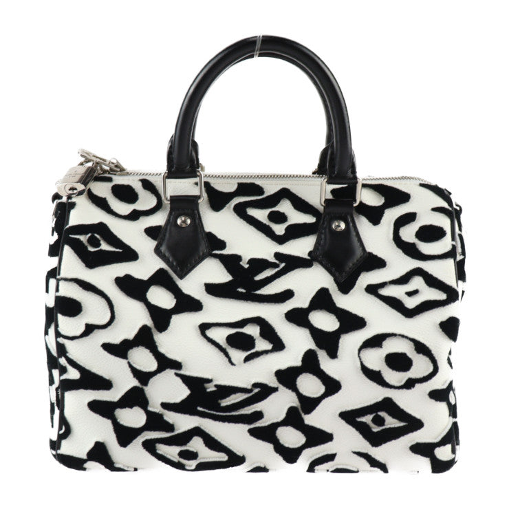 美品 LOUIS VUITTON ルイ ヴィトン スピーディ バンドリエール 25 ウルス フィッシャー ハンドバッグ M45563 タフテッド モノグラムキャンバス×レザー ホワイト ブラック シルバー金具 2WAY