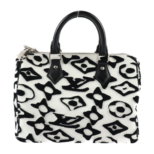 美品 LOUIS VUITTON ルイ ヴィトン スピーディ バンドリエール 25 ウルス フィッシャー ハンドバッグ M45563 タフテッド モノグラムキャンバス×レザー ホワイト ブラック シルバー金具 2WAY