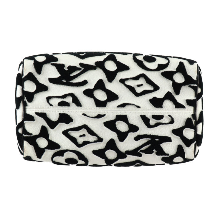 美品 LOUIS VUITTON ルイ ヴィトン スピーディ バンドリエール 25 ウルス フィッシャー ハンドバッグ M45563 タフテッド モノグラムキャンバス×レザー ホワイト ブラック シルバー金具 2WAY