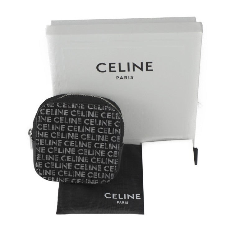 超美品 CELINE セリーヌ 小銭入れ コインケース - レザー ブラック シルバー ラウンドファスナー マルチケース 小物入れ ロゴ