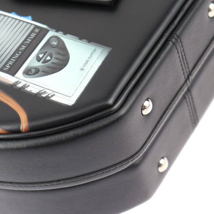 超美品 LOUIS VUITTON ルイ ヴィトン プティット ボワット シャポー ショルダーバッグ M43659 カーフレザー ブラック マルチカラー シルバー金具 プリント柄 ポシェット ビトン