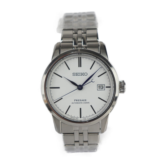 新品未使用展示品 SEIKO セイコー PRESAGE プレサージュ クラフツマンシップ 腕時計 SARX105 ステンレススチール シルバー 琺瑯白文字盤 自動巻き デイト 6R55-00D0