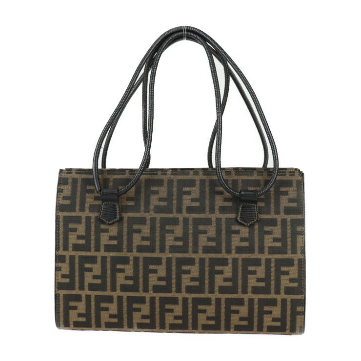 美品 FENDI フェンディ 2WAYバッグ SAS ハンドバッグ - キャンバス レザー ブラウン系 ブラック ゴールド金具 ショルダーバッグ トートバッグ ズッカ柄 ヴィンテージ