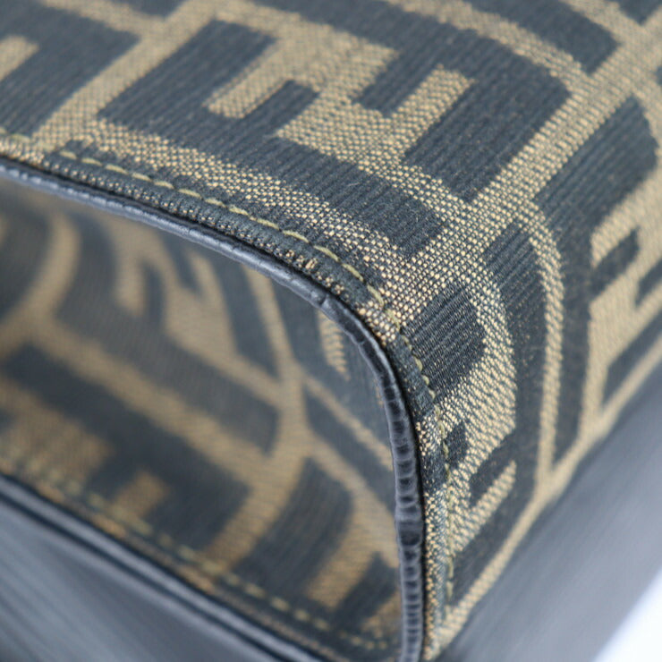 美品 FENDI フェンディ 2WAYバッグ SAS ハンドバッグ - キャンバス レザー ブラウン系 ブラック ゴールド金具 ショルダーバッグ トートバッグ ズッカ柄 ヴィンテージ