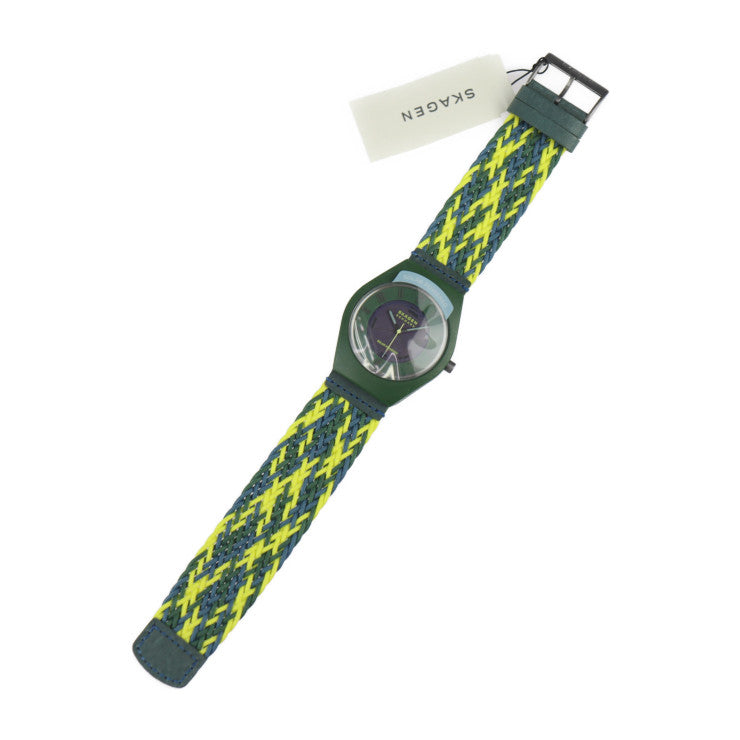 新品未使用展示品 SKAGEN スカーゲン SAMS?シリーズ 腕時計 SKW6881 tide ocean material（海洋プラスチック) グリーン イエロー ブルー 三針 クォーツ