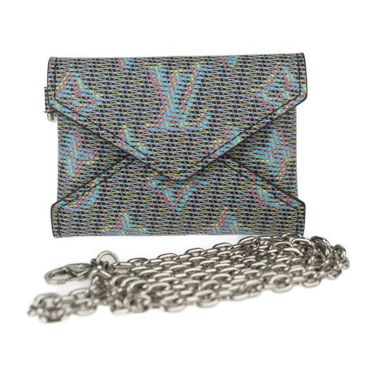 超美品 LOUIS VUITTON ルイ ヴィトン キリガミ ネックレス モノグラム LVポップ カードケース M68613 カーフレザー ブルー系 マルチカラー シルバー金具 チェーン マルチケース 小物入れ 名刺入れ ペンダント