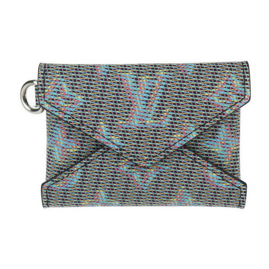 超美品 LOUIS VUITTON ルイ ヴィトン キリガミ ネックレス モノグラム LVポップ カードケース M68613 カーフレザー ブルー系 マルチカラー シルバー金具 チェーン マルチケース 小物入れ 名刺入れ ペンダント