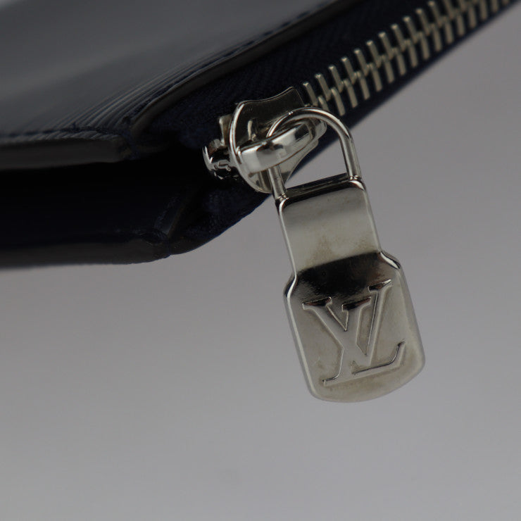 超美品 LOUIS VUITTON ルイ ヴィトン ポシェットジュールGM セカンドバッグ M64154 エピレザー ブルーマリーヌ シルバー金具 L字ファスナー クラッチバッグ ポーチ ビトン