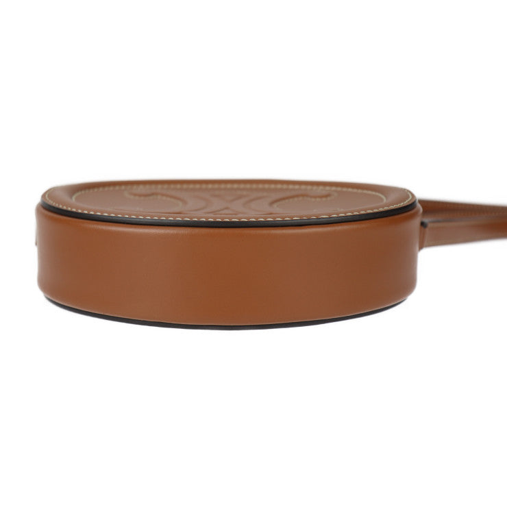 新古未使用展示品 CELINE セリーヌ クロスボディ オーバルパース キュイル トリオンフ ショルダーバッグ 10I703DPQ.04LU カーフスキン ブラウン ゴールド金具 ポシェット