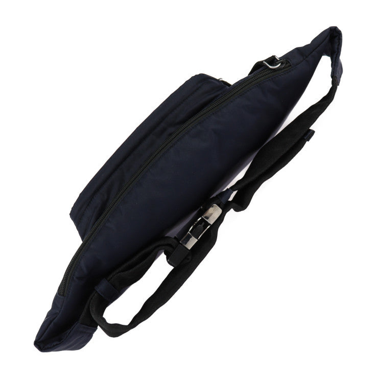 美品 PRADA プラダ ボディバッグ ウエストバッグ 2VL005 ナイロン ネイビー系 シルバー金具 ショルダーバッグ 三角ロゴプレート