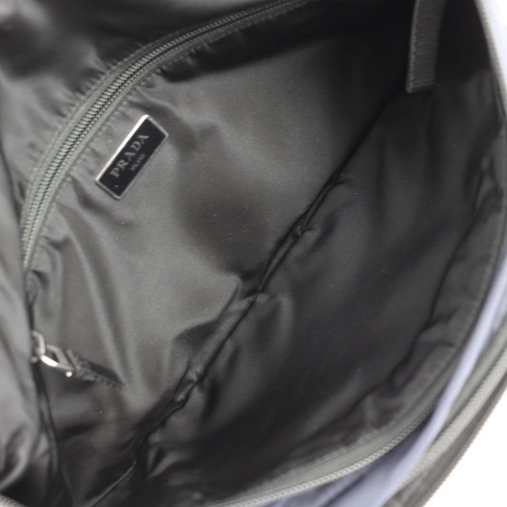 美品 PRADA プラダ ボディバッグ ウエストバッグ 2VL005 ナイロン ネイビー系 シルバー金具 ショルダーバッグ 三角ロゴプレート