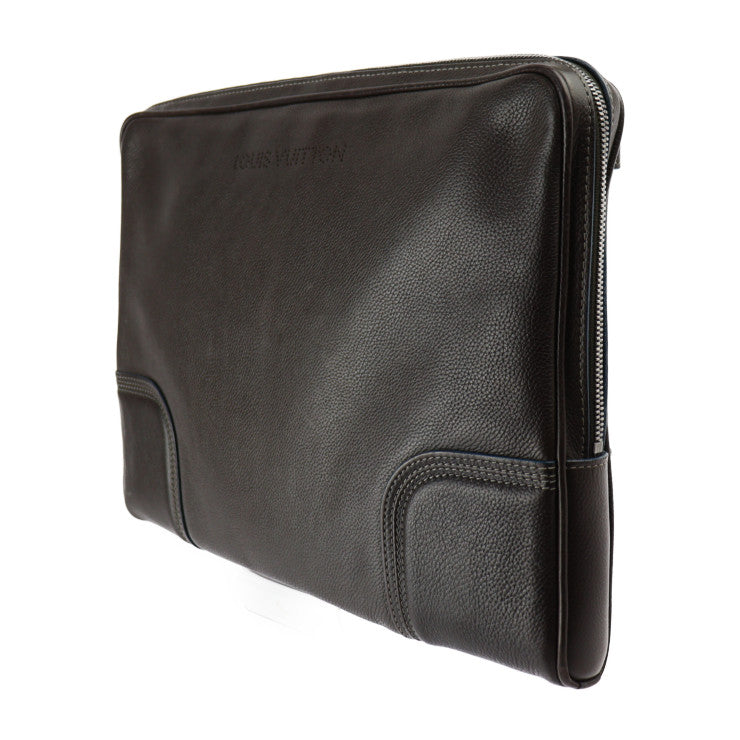 美品 LOUIS VUITTON ルイ ヴィトン ポルト オーディナチュール セカンドバッグ M95777 レザー ブラウン シルバー金具 クラッチバッグ パソコンケース タブレットケース ビトン