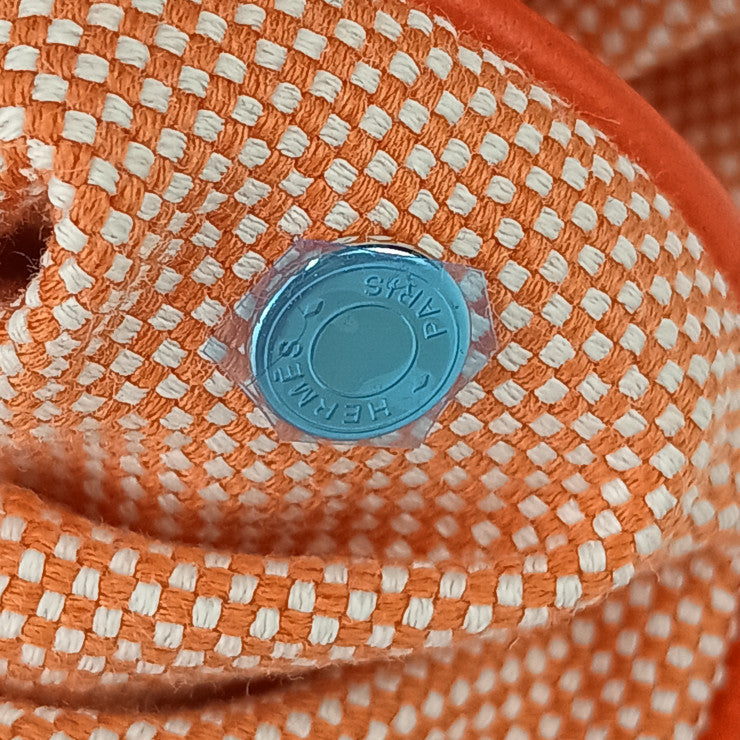 新古未使用展示品 HERMES エルメス シュシュ クラウディア - オレンジ系 綿98% ポリウレタン2% レディース ヘアアクセサリー 髪飾り セリエボタン