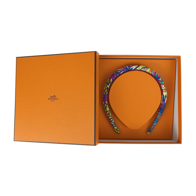 New, unused, display item, HERMES Elsa headband - yellow, multi-color, silk, women's hair accessory, hair ornament