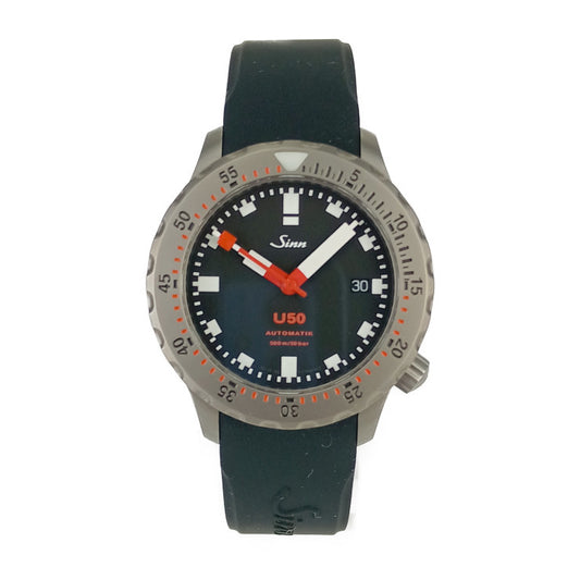 超美品 Sinn ジン 腕時計 ダイバーズウォッチ U50 ブラック U・ボート スチール / シリコン メンズ デイト 自動巻き 50気圧防水