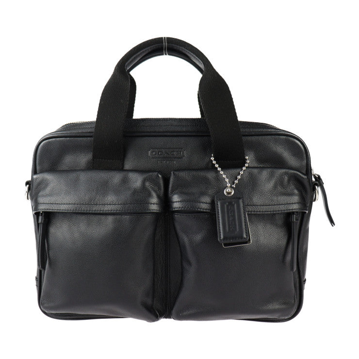 美品 COACH コーチ トンプソン スリム コミューター X ビジネスバッグ 70859 レザー ブラック シルバー金具 2WAY ショルダーバッグ ブリーフケース