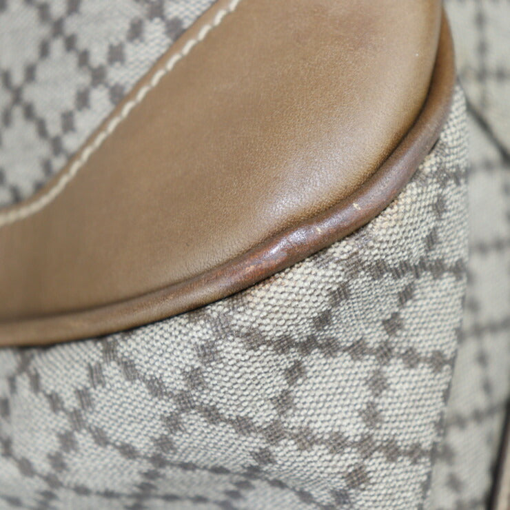 美品 GUCCI グッチ ディアマンテ ボストンバッグ 267905 PVC レザー ブラウン シルバー金具 2WAY ショルダーバッグ 旅行鞄 スーツケース ラウンドファスナー